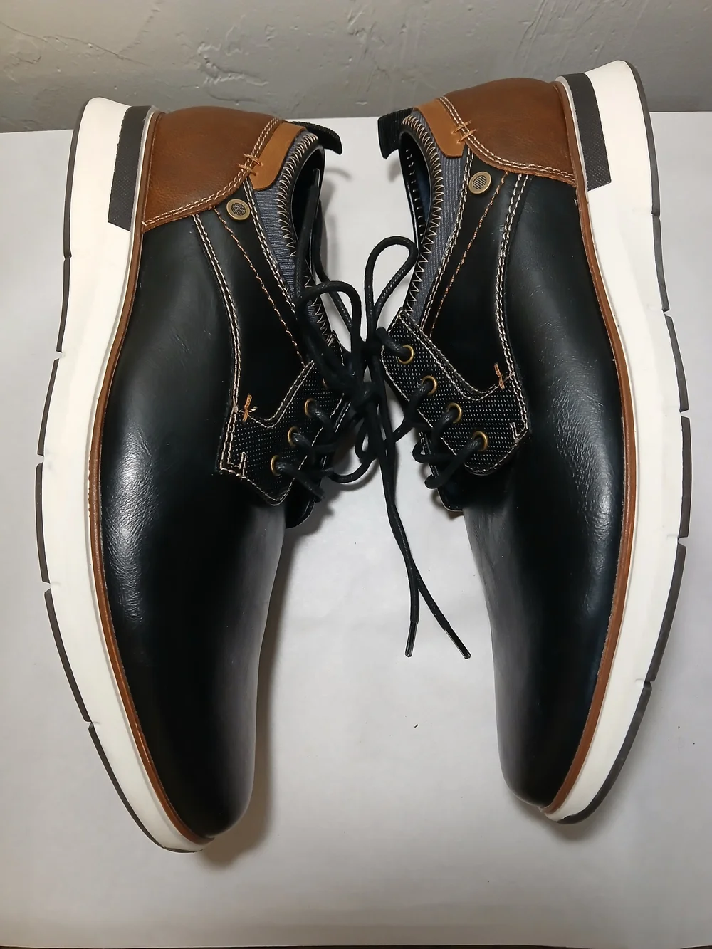 JF Memory Foam Men’s Black & Brown Lace-Up Oxford Shoes 9.5M